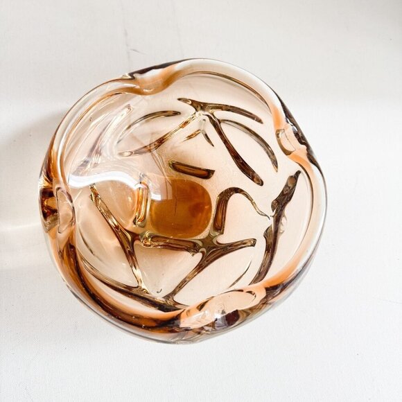 Vintage MCM Chalet Glass Light Brown Champagne Ashtray - Picture 10 of 12